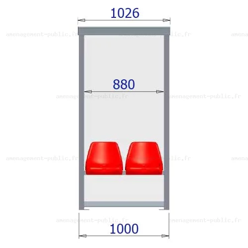 Abri de touche 2 places en aluminium et polycarbonate
